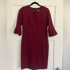 J Crew Burgundy Dress with Flared Sleeves